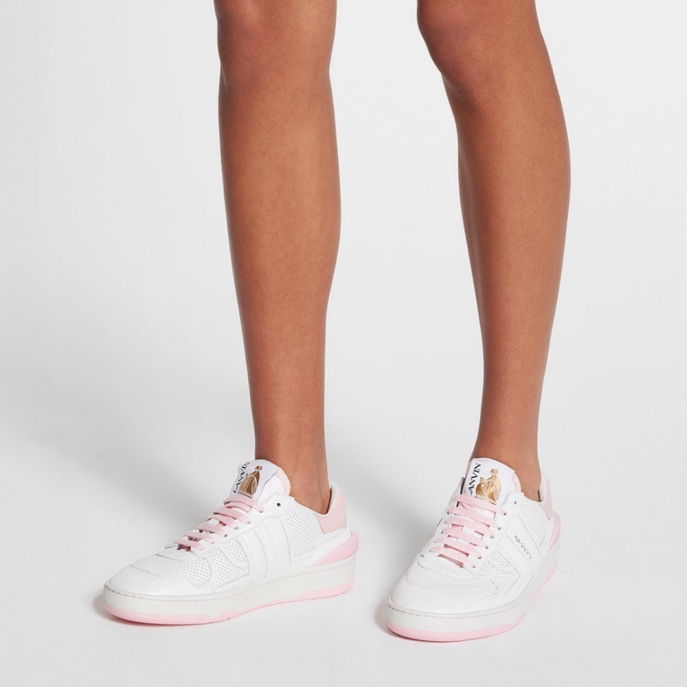 Lanvin Clay Low Top Sneakers, White/ Light Pink, Womens US 9 (EU 39) runs large
